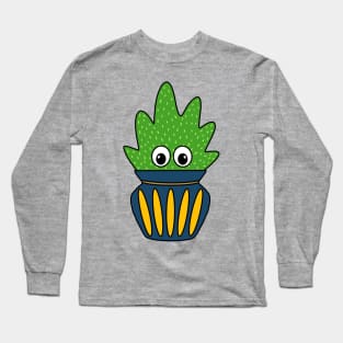 Cute Cactus Design #285: Meaty Succulent In Cute Jar Planter Long Sleeve T-Shirt